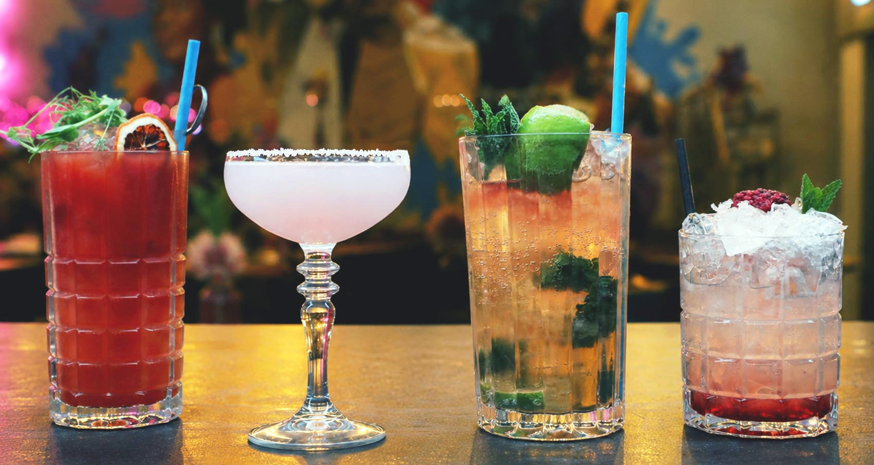 Hand mixed cocktails at ICE Restaurant in Bury St Edmunds, Suffolk, advertising cocktail offer 2 for £15 every Thursday and Friday.