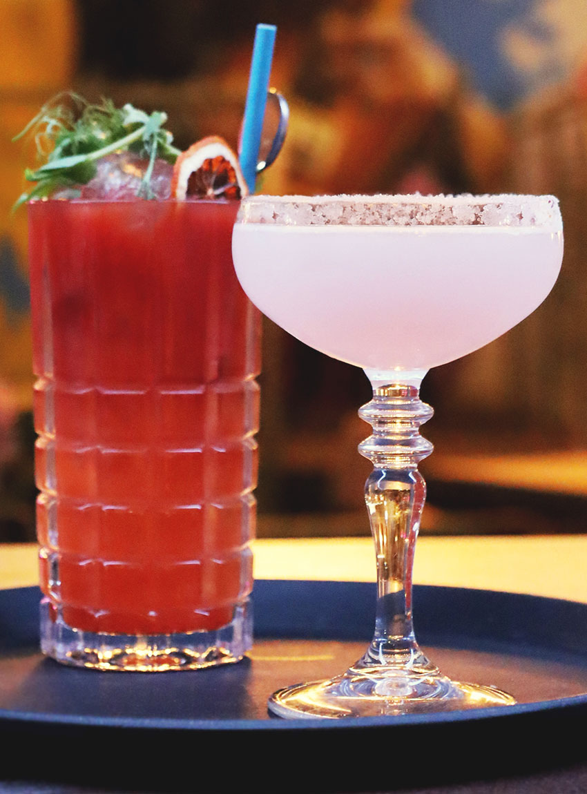 Hand mixed cocktails at ICE Restaurant in Bury St Edmunds, Suffolk, advertising cocktail offer 2 for £15 every Thursday and Friday.
